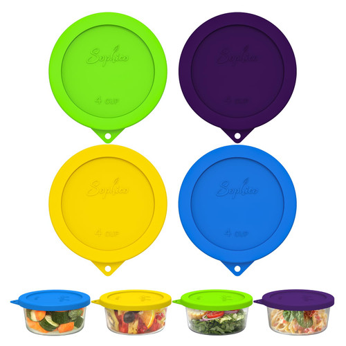 SOPHICO 4 Cup Silicone Lids Replacement for Pyrex & Anchor Hocking 7201-PC
