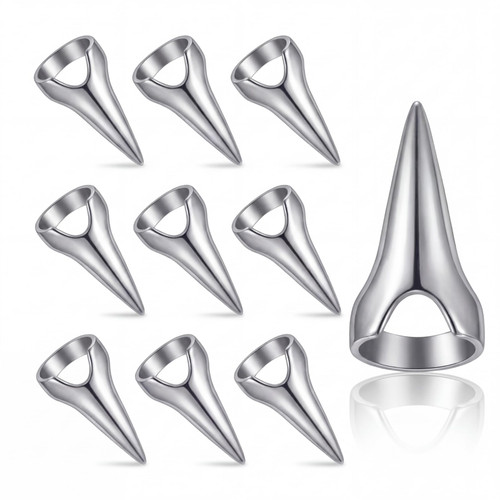 Hicarer 10 Pcs Metal Finger Claws Rings Full Finger Set Cosplay,Silver