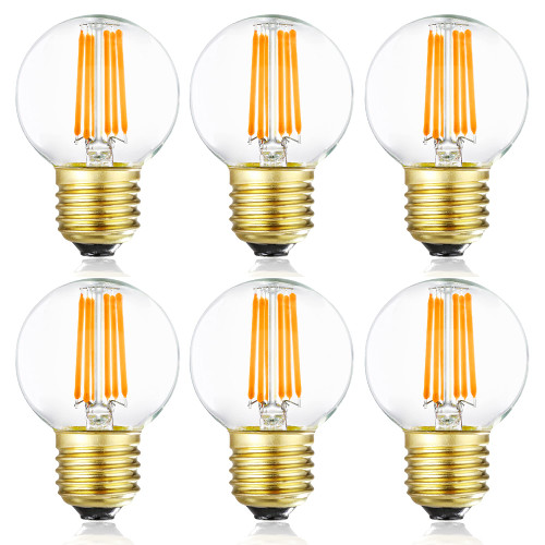 Leools Dimmable G16.5 LED Bulbs,6W E26 Edison LED Light Bulbs,Warm White 2700K,600lm,6W Equal 60 Watt,G50 Globe Light Bulb for Pendant Vintage LED Filament Edison Candle Bulb with Decorative, 6Pack.