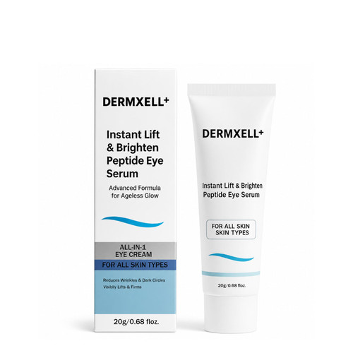Dermxell Instant Lift & Brighten Peptide Eye Serum, Lightweight Under Eye Serum for Dark Circles, Puffiness & Fine Lines, Brightening & Firming Eye Care for All Skin Types, 20g / 0.68 fl oz