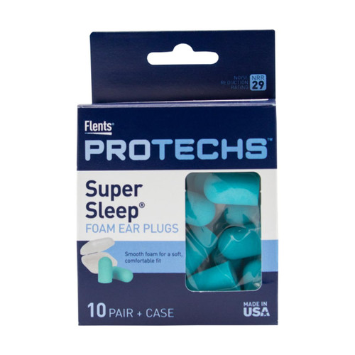 Flents Protechs Super Sleep Foam Ear Plugs, NRR 29, 10 Pair, Teal