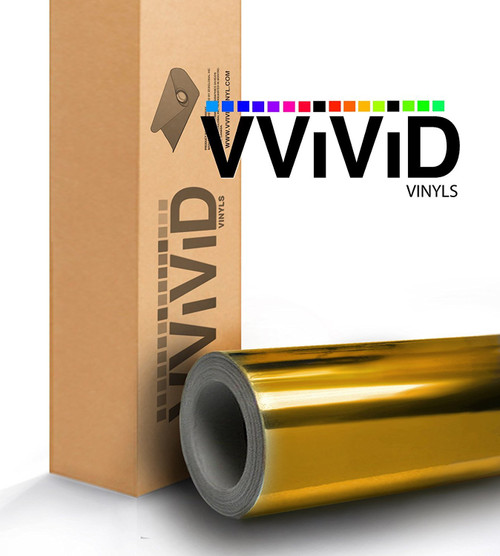 VViViD Gloss Chrome Gold Vinyl Wrap Adhesive Film 12 Inches x 24 Inches Roll Air Release DIY Sheet