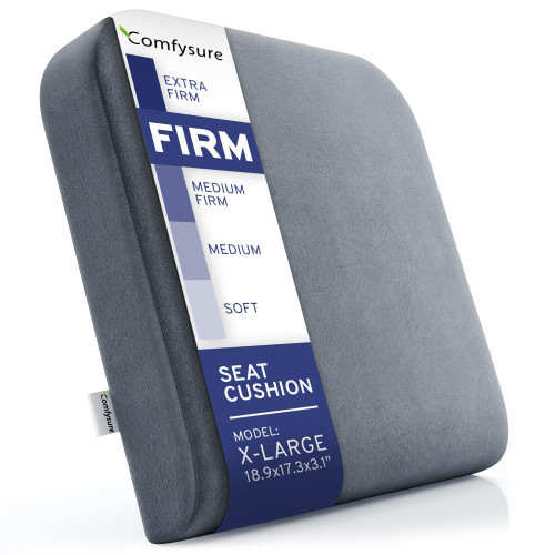 ComfySure Seat Cushion Extra Large - Firm Memory Foam Chair Pad for Recliner, Wheelchair, Office Chair, Stadium, Bleacher, Car, Floor, Patio Furniture, Bariatric Overweight Users 19”x17”x3”