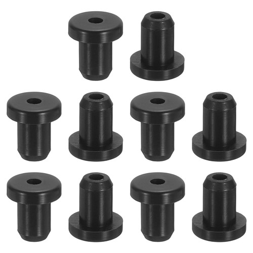 uxcell 48Pcs Rubber Grommets 4mm Drill Hole, 2mm ID Hole Top Hat Grommet Black Silicone Rubber Hole Plug Gasket for Wiring, Automotive
