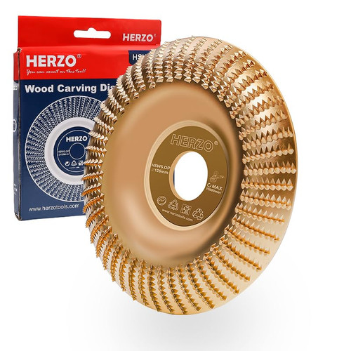 HERZO Wood Carving Wheel Grinder Wheel 5 Inch Wood Shaping Wheel Wood Grinding Shaping Wheel for Angle Grinders with 5/8” Arbor