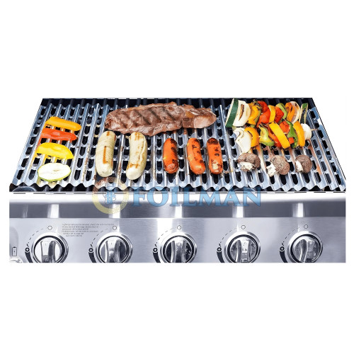 Foilman Heavy-Duty Disposable Aluminum Grill Liners, 12 x 20 Inch Nonstick Cooking Sheets for BBQ, Protects Grates from Grease, Even Heat Distribution, Easy Cleanup for Outdoor Grilling - Pack of 8