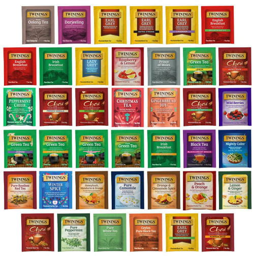 Twinings Tea Bag Sampler Assortment, Variety Pack (40 Count), 40 Unique Flavors for Tea Lovers: Women, Men, Couples, Family, Friends, Coworkers