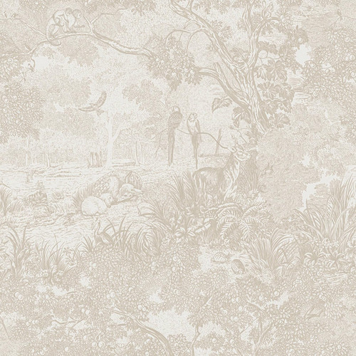 Heroad Peel and Stick Wallpaper Beige Neutral Vintage Forest Animals Floral Wallpaper Removable Self-Adhesive Contact Paper for Bedroom Living Room Cabinets Decoration Thicken Vinyl 17.3''x78.7''