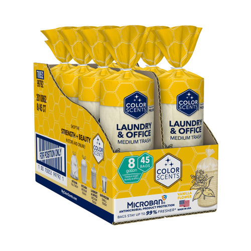 Color Scents 8 Gallon Trash Bags Twist Tie 360 Bags Vanilla Flower