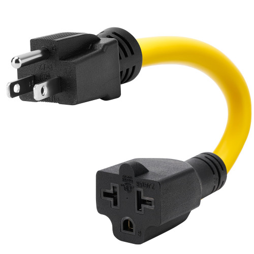 12AWG 15 Amp Household AC Plug to 20 Amp T Blade Adapter Converter Cord 1FT