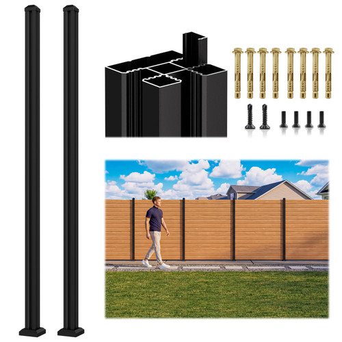 1 Pack 6FT 3-Way Aluminum Fence Post, 1.8mm Thick Walls & 10mm Base