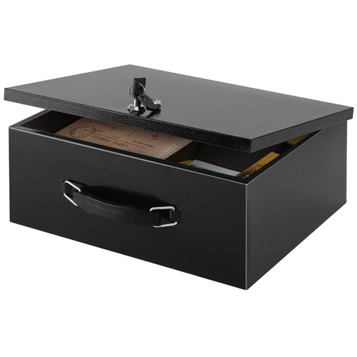 xydled Fireproof Document Box with Key Lock, Fire Safe Box, Black