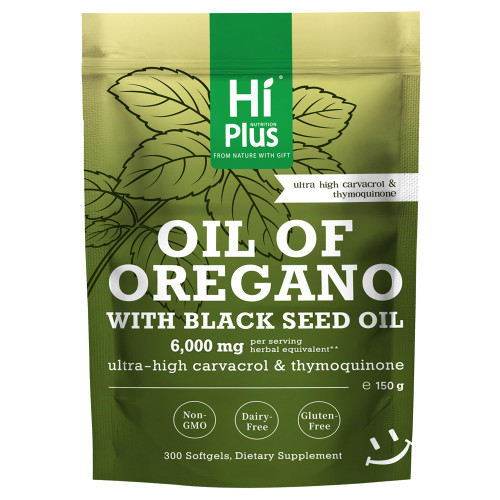HiPlus 2-in-1 Oil of Oregano with Black Seed Oil, 300 Softgels