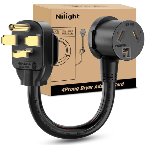 Nilight EV Dryer Adapter Cord 30 Amp to 30Amp 4 Prong 125V/250V 7500 Watt