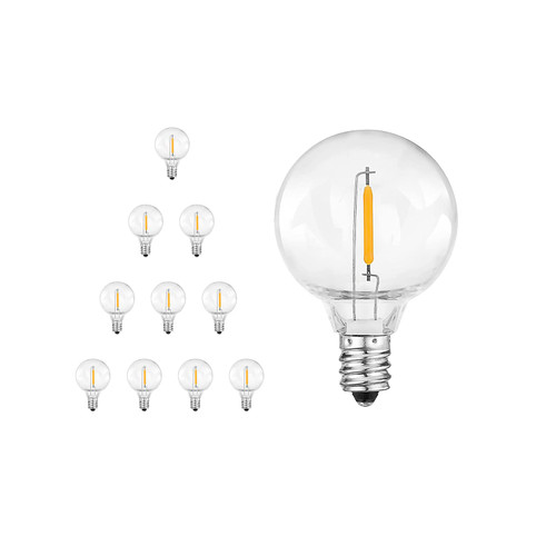 CHYSUPER 10PK G40 LED Replacement Bulbs, 0.6W 2700K Warm White, E12 Base