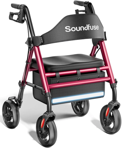 soundfuse Foldable Rollator Walkers for Seniors with 16" Ergonomic Arc Seat