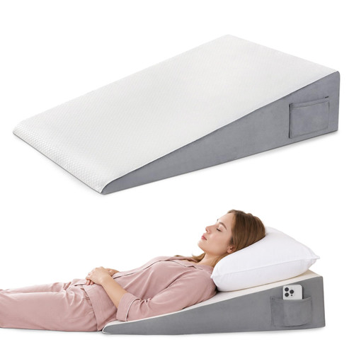 Vekkia 32" Extra-Long Wedge Pillow,7.5" Bed Wedge Pillow for Sleeping,White