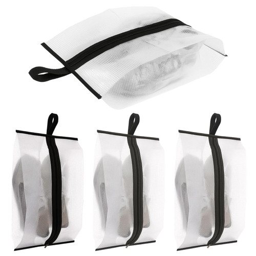 Shoe Travel Bags for Luggage, 4 Pack Waterproof Portable Travel Shoe Bags with Zipper and Handle for Organizer, Reusable Shoes Bag for Gym for Men Women