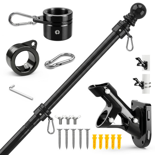 FIASON 6FT Heavy Duty Flag Pole for Outside House (1 Pack, Black, No Flag)
