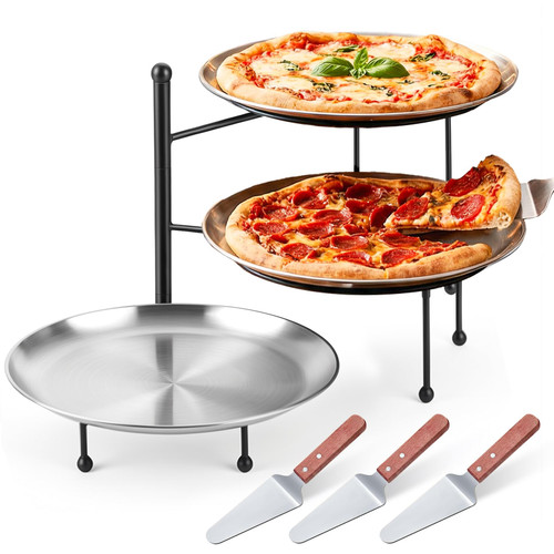 Sukhumvit 3-Tier Pizza Stand for Party, Black Metal Pizza Rack (10.2" H)