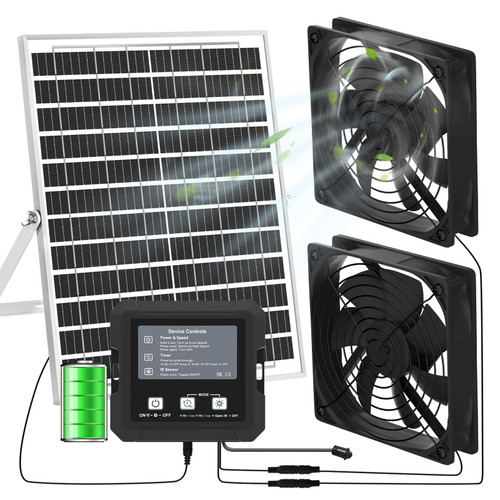 25W Solar Fan for Chicken Coop, Solar Exhaust Fan for Shed & Greenhouse