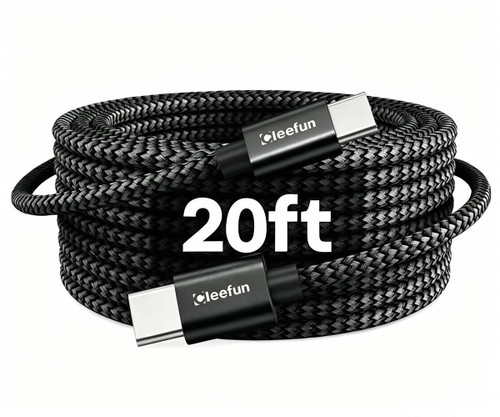 CLEEFUN Long USB C to USB C Cable 20ft, C to C Fast Charging Type C Charger