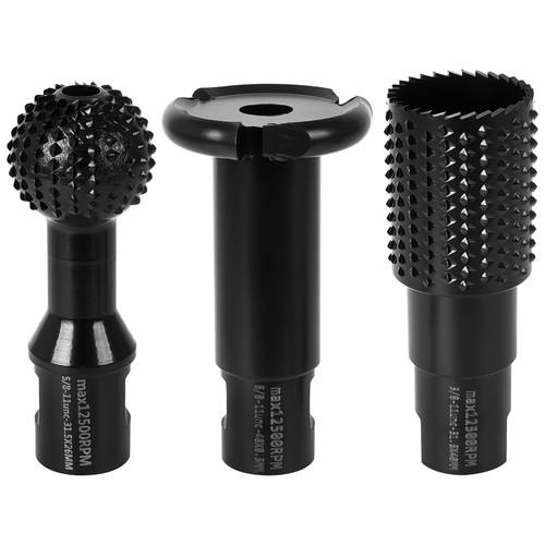 3Pcs Wood Grinder Ball Gouge with 5/8-11 Thread for 4 1/2 and 5 Inch Angle Grinder Attachments Woodworking Rotary Burr Set for Wood Carving Grinding Engraving Reaming Groving