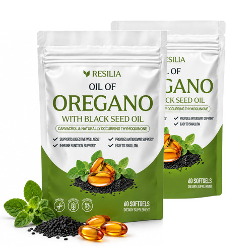 Resilia Oil of Oregano & Black Seed Oil | Non-GMO & Gluten-Free Softgels | 60-Day Supply (120 Count)