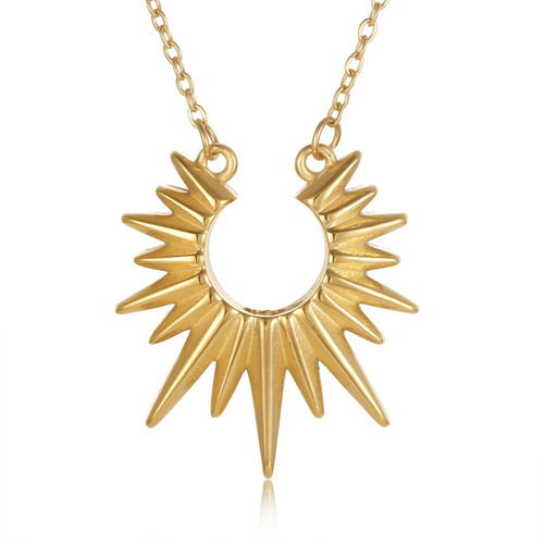 STEFWD Sunburst Urn Necklace For Ashes For Women Dainty Celestial Boho Stainless Steel Sun Cremation Jewelry Keepsake Memorial Pendant (Gold)