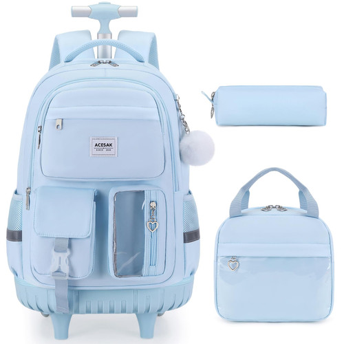 ACESAK Rolling Backpack for Girls with Lunch Box Pencil Case