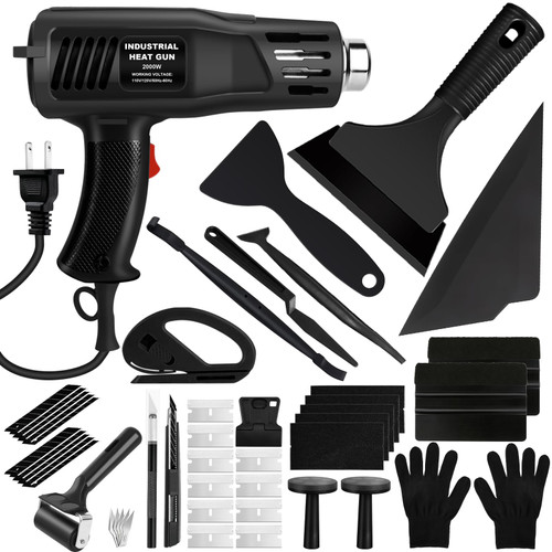 47PCS Vinyl Wrap Tool Kit with 2000W Heat Gun,Car Wrap Kit & Tint Tools