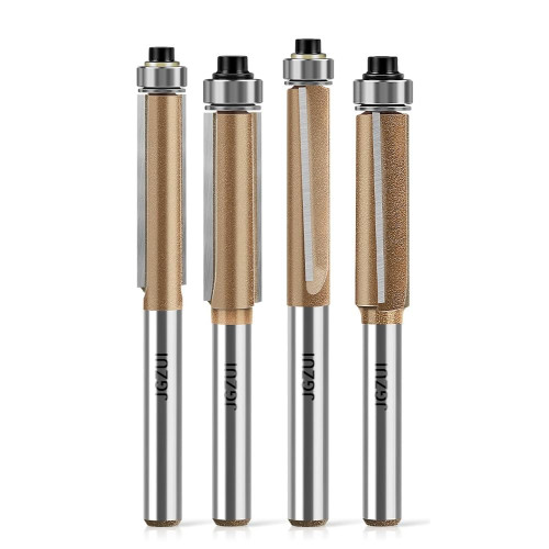 JGZUI 2-Degree Spiral Flush Trim Router Bit 1/4" Shank 1/4" C3 Carbide