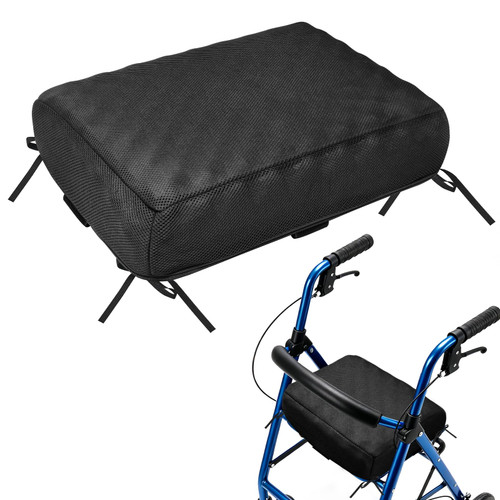 18x13x3.5 Inch Rollator Walker Seat Cushion Support Pad with Breathable Mesh Cover, Adjustable Straps for Secure Fit