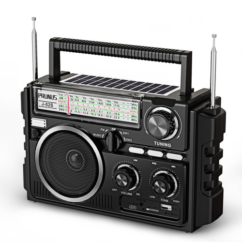 PRUNUS J-02 Portable Radio AM FM Bluetooth, Dual-Antenna,Transistor Radio