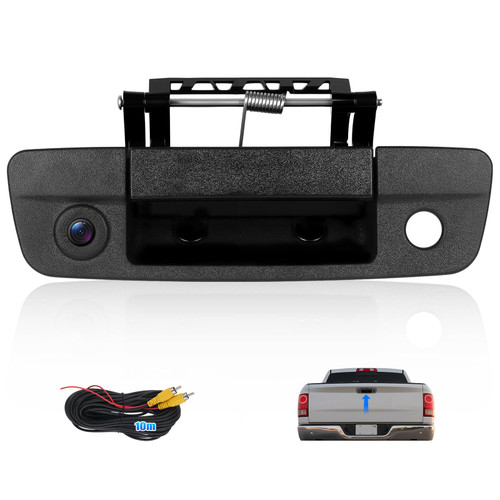 Tailgate Handle Backup Camera for Dodge Ram 1500 (2009-2017), Ram 2500 3500 (2010-2017) Night Vision Wide Angle Parking Assist Reversing Camera, HD Reverse Rear View Camera (RCA Connector)