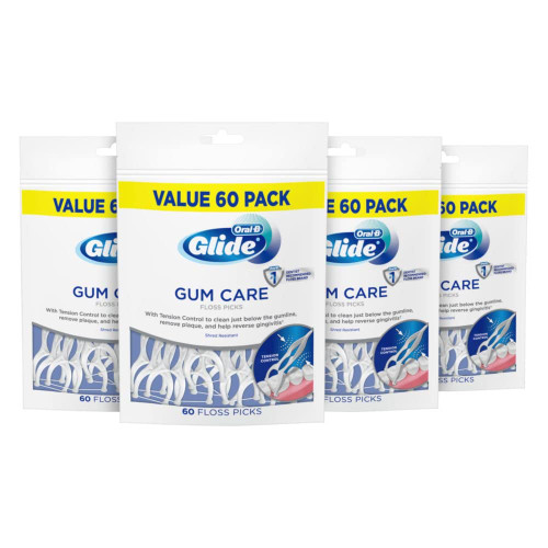 Oral B Glide Dental Floss Picks, Gum Care, 60 Count, Pack of 4