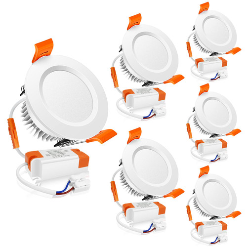 6 Pack 2 Inch LED Recessed Lighting, 3W 3000K Warm White Dimmable Downlight, Mini Recessed Light Fixtures with LED Driver, CRI80 Recessed Ceiling Lights for Kitchen Cabinets Hallway (35W Equivalent)