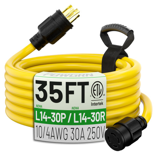 POWGRN 35FT 30 Amp Generator Extension Cord L14-30P/L14-30R, STW ETL Listed