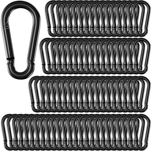 SEUNGCH 100PCS Spring Snap Hook Carabiner Clip(2.36IN, Black)