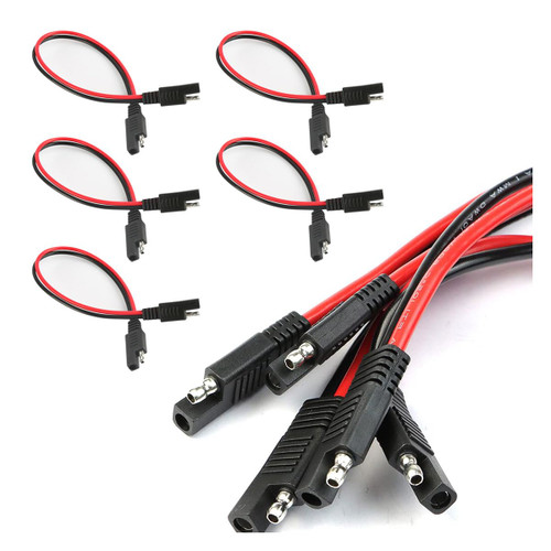 GLSOWEE 5PCS 10 Gauge 2 Pin Quick Disconnect Polarized Wire Harness, 12 Inch SAE Connector Bullet Lead Cable, Automotive Heavy Duty Extension Cable for Car Motorcycle Boat Tractor (10 AWG)