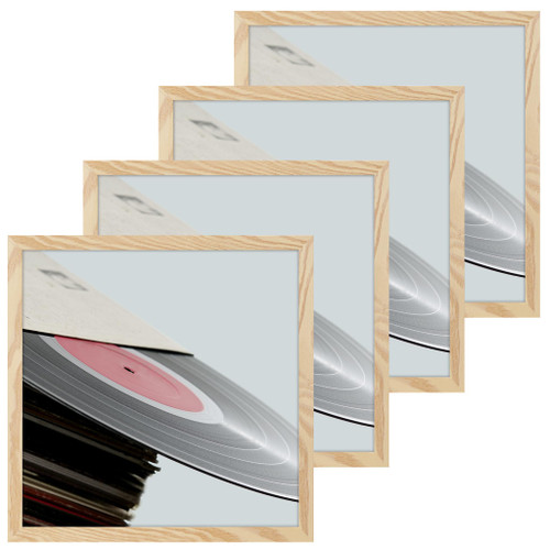 eletecpro Vinyl Record Frame, 12.5 x 12.5 in, Wood Beige, 4 Pack