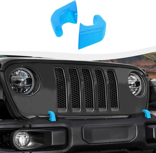 SQQP Bumper Tow Hook Covers 2Pcs Fit for 2007-2018 Jeep Wrangler JK JKU/for 2018-2026 JL JLU & Jeep Gladiator JT Exterior Accessories(Light Blue)