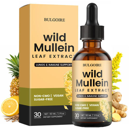 BULGOIRE Wild Mullein Drops for Lungs, Organic Liquid Wild Mullein Leaf Extract Drops for Women & Men, 60ml (Pack of 1)
