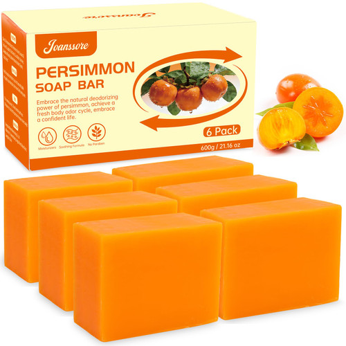 6 PCS Persimmon Soap for Old People Smell, Long Lasting Persimmon Soap Bar