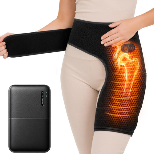 Carecomfi Cordless Heated Massage with 5000mAh Battery for Hip/Sciatica Pain Relief Hip Heating Pad Support Brace with Hot Physical Therapy Lower Back/Thigh/Buttock, Best Gift