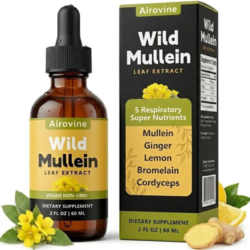 Airovine Wild Mullein Drops For Lungs,Airovine Origin Drops Mullein,2flOz