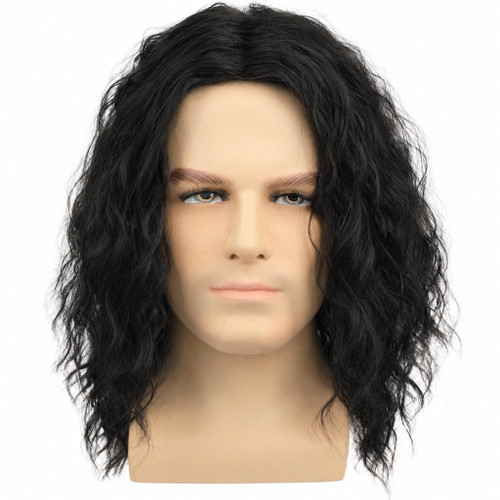 Short Black Middle Part Wavy Wig for Men Costume Cosplay Halloween Party