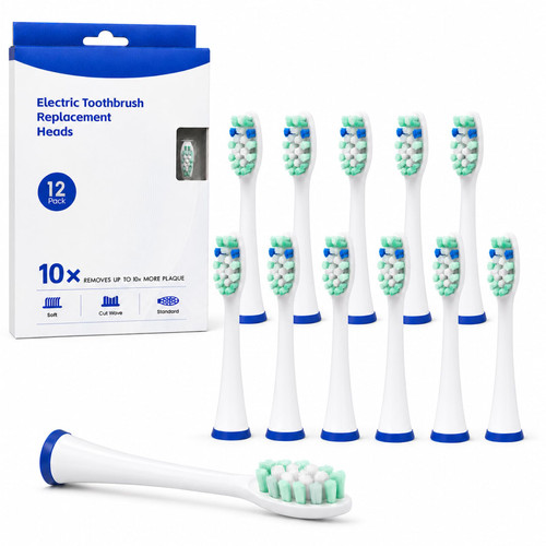 Toothbrush Heads for Philips Sonicare Replacement Heads Brush Head, 12 Pack Extra Soft Bristles, Sensitive Gums Gum Care, Snap On Design, Compatible with Philips Sonicare Toothbrush Heads
