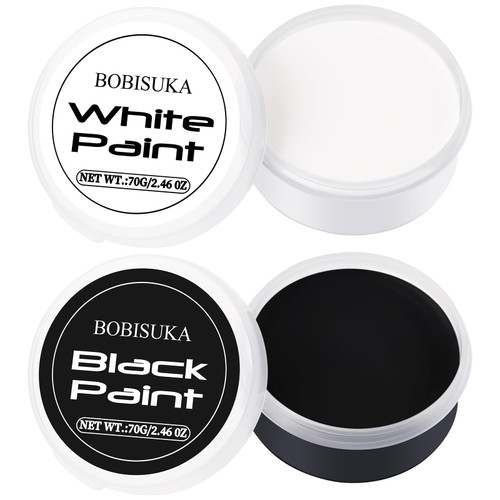 BOBISUKA Halloween Black and White Face Body Paint Oil Based Face Painting Kit for Adult Non Toxic Large Capacity Facepaint for Cosplay Clown Skeleton Vampire Special Effects Makeup