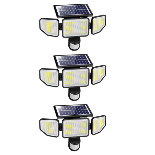 Onforu 4500LM Solar Lights Outdoor, 3 Heads Security Lights with Remote Control, IP65 Waterproof Motion Sensor Lights, 3 Modes Flood Lights for Wall, Porch, Yard, Outside, 3 Pack